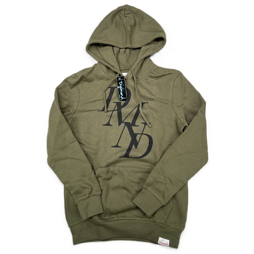 Diamond Supply Co. Men's DMND Logo Long Sleeve Hoodie Olive Green Size S NWT